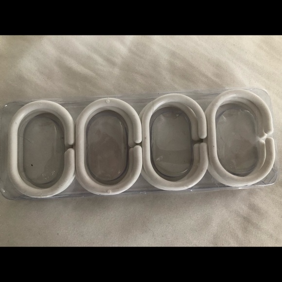 NEW Shower curtain rings oval hooks plastic white brand new in package, modern - Picture 4 of 5